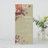Waterverf Bloemen Terracotta Sage Green Wedding Menu (Staand voorkant)