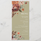 Waterverf Bloemen Terracotta Sage Green Wedding Menu (Voorkant)