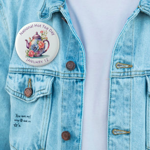  Waterverf Bloemen Theepot Nationale Hot Tea Ronde Button 5,7 Cm