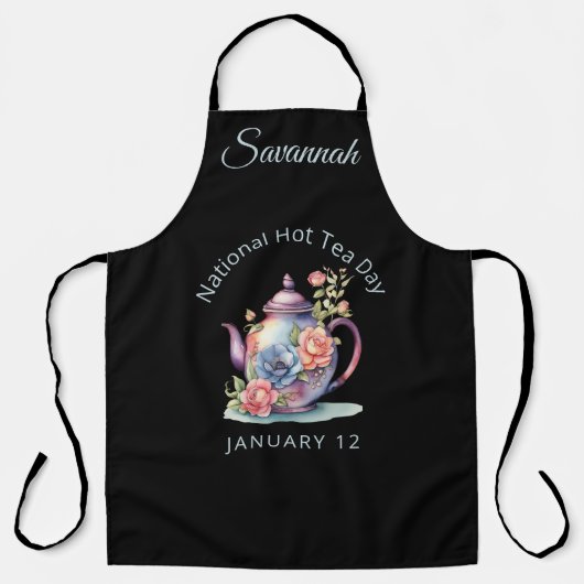 Waterverf Bloemen Theepot Nationale Hot Tea Schort (Voorkant)