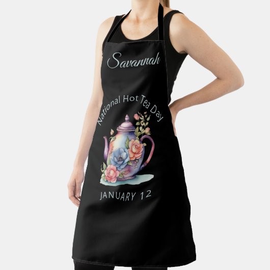  Waterverf Bloemen Theepot Nationale Hot Tea Schort (Insitu)
