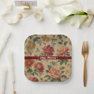 Waterverf Bloemen Trendy Collectie Papieren Bordje
