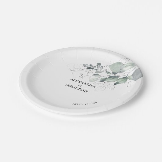 Waterverf Bloemen Trouwpapier Bord (Gekanteld)