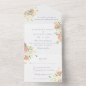 Waterverf Bloemen Tuin Party Crest Bruiloft All In One Uitnodiging (Binnen)