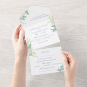 Waterverf Bloemen Tuin Party Crest Bruiloft All In One Uitnodiging (Afscheurbaar)