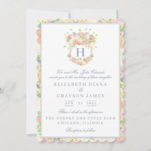 Waterverf Bloemen Tuin Party Crest Bruiloft Kaart