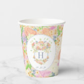 Waterverf Bloemen Tuin Party Crest Papieren Bekers (Voorkant)