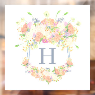 Waterverf Bloemen Tuin Party Crest Raamsticker