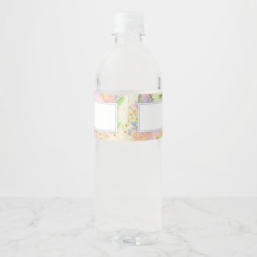 Waterverf Bloemen Tuin Party Crest Waterfles Etiket (Achterkant)