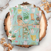 Waterverf Bloemen Tuingereedschap Tuinpatroon Inpakpapier Vel