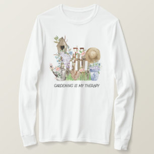 Waterverf Bloemen Tuinieren Gereedschap en Funny Q T-shirt