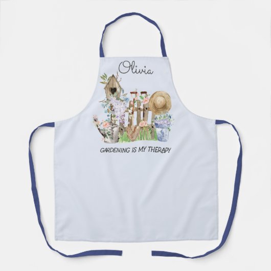 Waterverf Bloemen Tuinieren Gereedschap en Quot Schort (Voorkant)