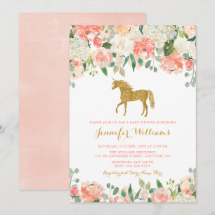 Waterverf bloemen Unicorn Baby Shower Invitaties Kaart