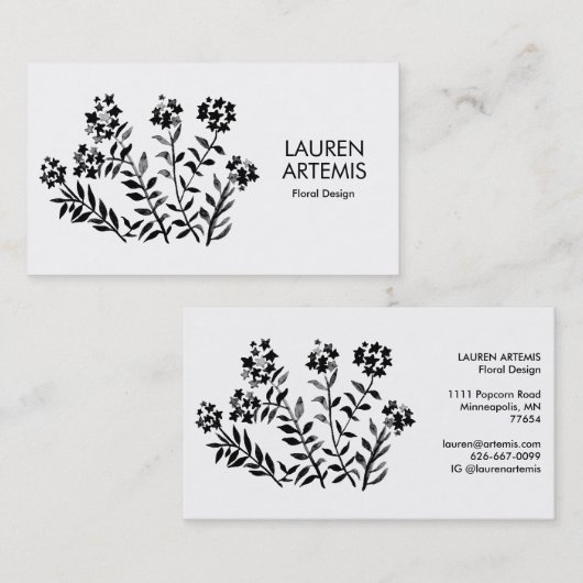 Waterverf bloemen Unieke, moderne flora Visitekaartje (Voorkant / Achterkant)