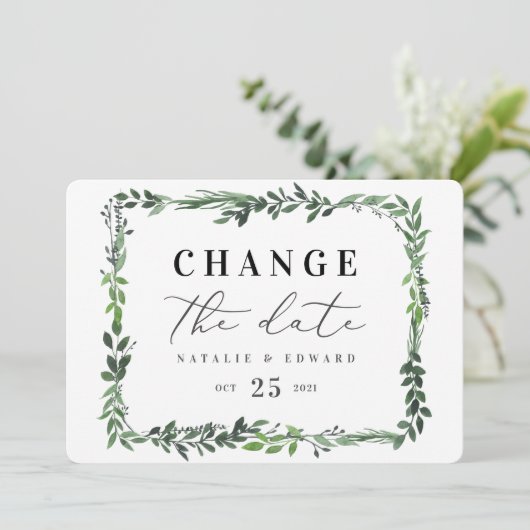 waterverf bloemen veranderen datum save the date (Staand voorkant)