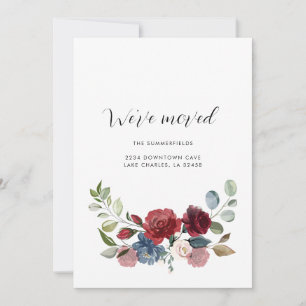 Waterverf Bloemen Verandering van Adres Verhuizen Aankondiging