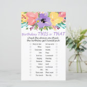 Waterverf bloemen Verjaardag dit of dat spel (Staand voorkant)