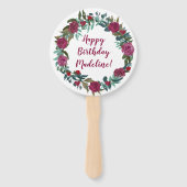 Waterverf Bloemen Verjaardag Handwaaier (Voorkant)