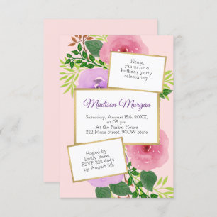 Waterverf Bloemen Verjaardag Kaart