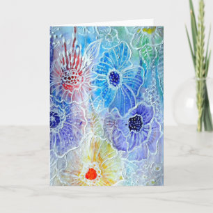 Waterverf Bloemen Verjaardag Kaart met aangepaste 