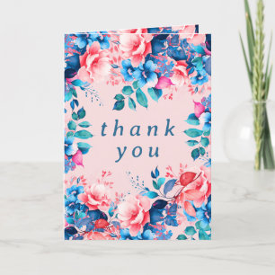 Waterverf Bloemen Verjaardagsfeestje Dank u Blush Bedankkaart