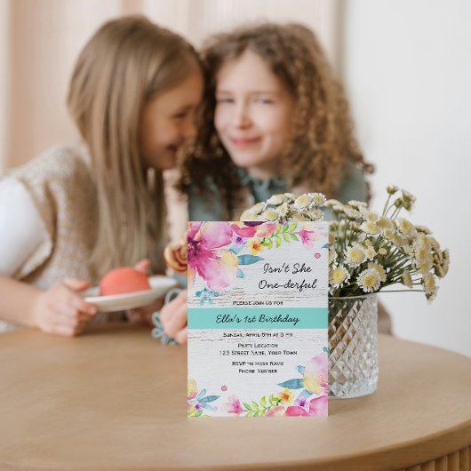 Waterverf Bloemen Verjaardagsuitnodiging Kaart