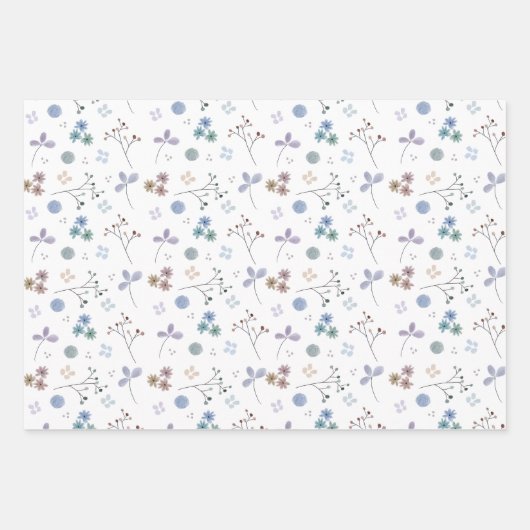 Waterverf Bloemen Verpakking Blad Set | 3 vellen (Voorkant)