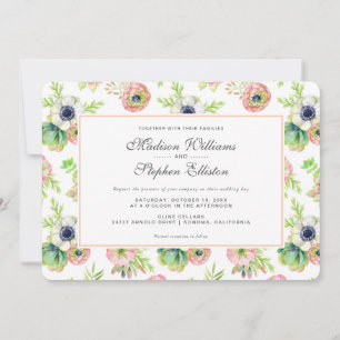 Waterverf Bloemen & vetplanten - Bruiloft Kaart