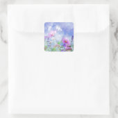 Waterverf bloemen vierkante sticker (Tas)
