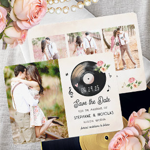 Waterverf Bloemen Vinyl Record Save the Date