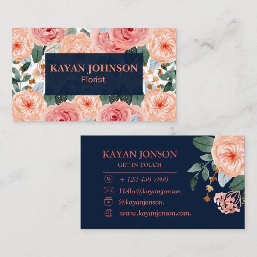 waterverf Bloemen visitekaartjes Bloemist (Voorkant / Achterkant)