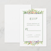 Waterverf Bloemen Vlinders Bruiloft Enclosure RSVP Kaartje (Voorkant / Achterkant)