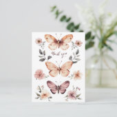 Waterverf Bloemen Vlinders Dank u Briefkaart (Staand voorkant)