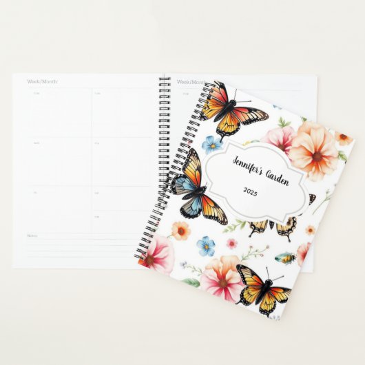 Waterverf bloemen vlinders persoonlijke tuin planner (Display)