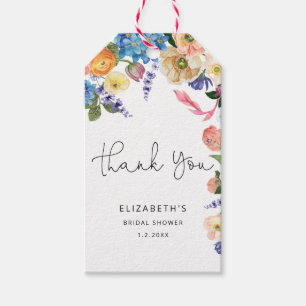 Waterverf Bloemen Vrijgezellenfeest dank u geschen Cadeaulabel
