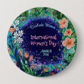Waterverf Bloemen Vrouwendag Button (Voorkant)