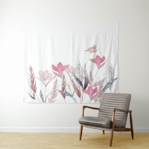 Waterverf bloemen wandkleed
