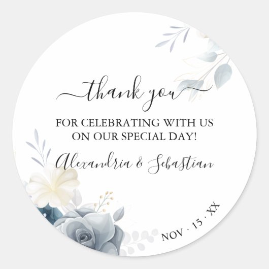 Waterverf bloemen Weddenschap Ronde Sticker (Voorkant)