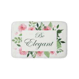 Waterverf Bloemen "wees elegant" Gezegde Badmat