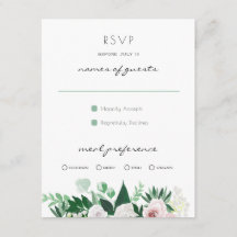 Waterverf Bloemen Wit Groen Bruiloft RSVP