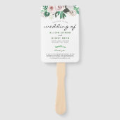 Waterverf Bloemen Wit Groen Huwelijksprogramma Handwaaier (Voorkant)