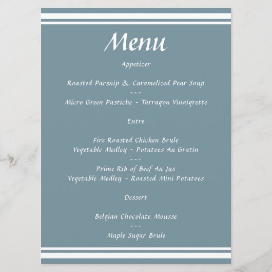 Waterverf Bloemen Zomerbruiloft Blauw Groen Menu (Achterkant)