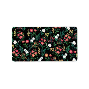  Waterverf Bloemen Zwart Botanisch Etiket