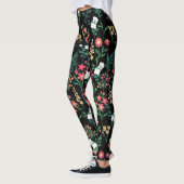  Waterverf Bloemen Zwart Botanisch Leggings (Links)