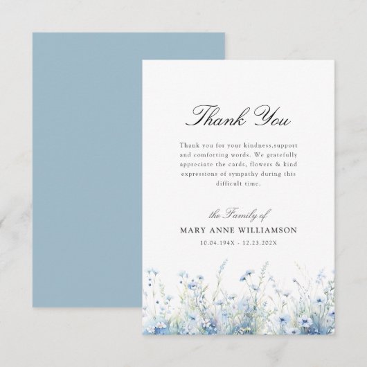 waterverf bloemenbegrafenis bedankje bedankkaart (Voorkant / Achterkant)