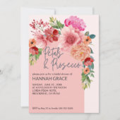 Waterverf Bloemenblaadjes & Prosecco Bruidsfeest Kaart (Voorkant)