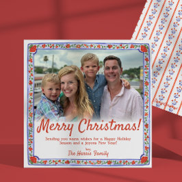 Waterverf Bloemenblok Print Foto Kerst Kaart