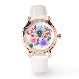  Waterverf Bloemenboeket Horloge