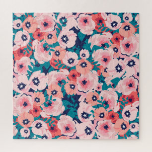 Waterverf Bloemenboeket:  Pioenrozen. Legpuzzel