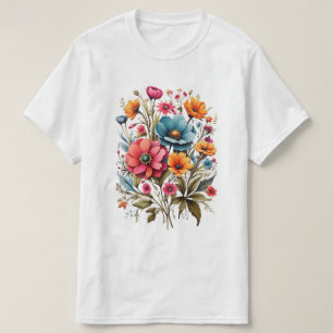 Waterverf bloemenboeket T-shirt